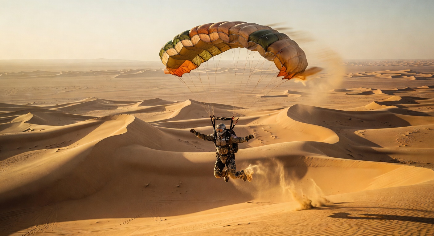 Skydiving over Sahara desert
